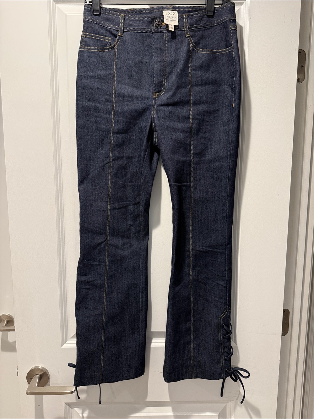 cinq a sept Dark Blue Boot-Cut Jeans with Side Lace Detail
